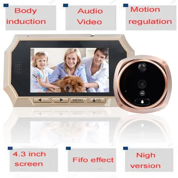 

4.3 inch LCD 160 Degree Digital Door Peephole Viewer support 32G Card Door Eye Doorbell with 720P HD IR Camera