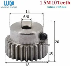 Шпоры Шестерни Шестерня 20 Зубы Mod 1,5 м = 1,5 bore8/10/12/15 мм справа зубы 45# сталь положительные Шестерни ЧПУ Шестерни зубчатой рейки мотор