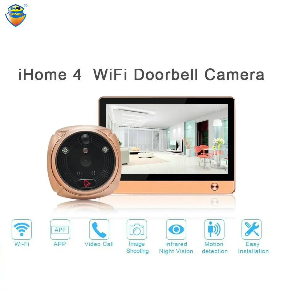 (1 Set) The Newest Wifi/Wireless Peephole Doorbell with Camera Door Viewer 7'' LCD Display+Movement Detect+IR Night Vision