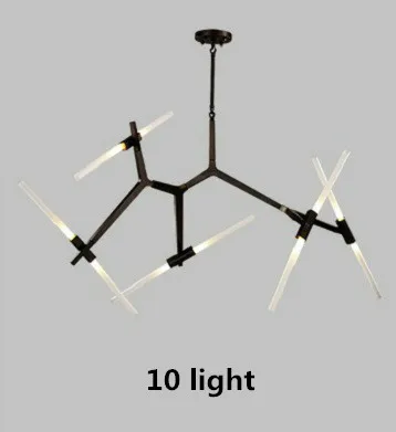 Современная вращающаяся металлическая ветка, светодиодная люстра G9 для гостиной, подвесная люстра, светодиодное освещение для помещений - Цвет абажура: 10 light