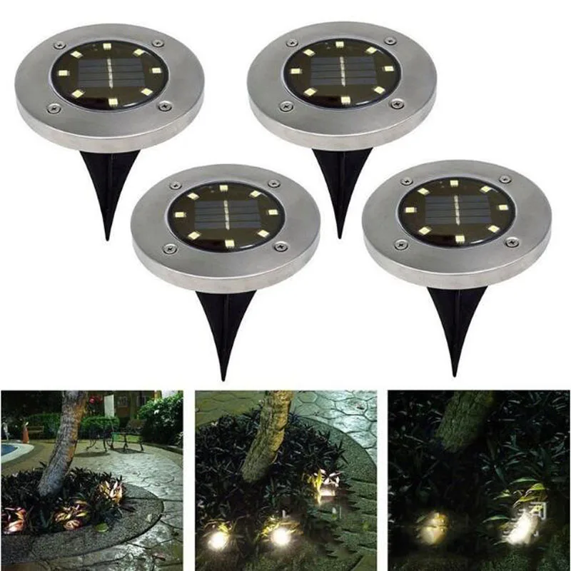 8 LED Solar Supply Light Power Buried Light Under Ground Lamp Outdoor Garden Pathway Decoration LED Lawn Porch Lamps