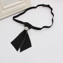 Элегантный мужской женский офисный Свадебный вечерний воротник рубашка мини-галстук-платок эластичная лента Британский полосатый Хрустальный галстук-бабочка со стразами