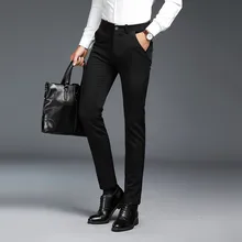 Мужские классические брюки новые модные однотонные повседневные тонкие на молнии Бизнес Длинные прямые удобные брюки длинные брюки платье брюки