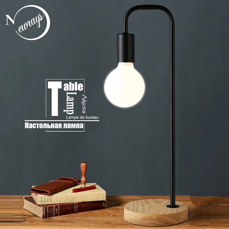 Simple Iron Wood Table Lamp Modern Cottage Black Desk Lamp Led E27 With 3 Colors For Study Bedroom Parlor Bookstore Kitchen Shop Led Table Lamps Aliexpress