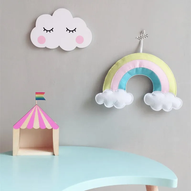 Ins 3D фетр облако Радуга воздушный шар настенное украшение Детская комната украшения детский тент реквизит подарок на день рождения