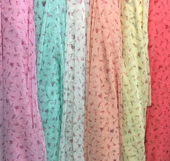 

swiss dot chiffon floral printed chiffon fabric soft breathable DIY dress blouse fabric
