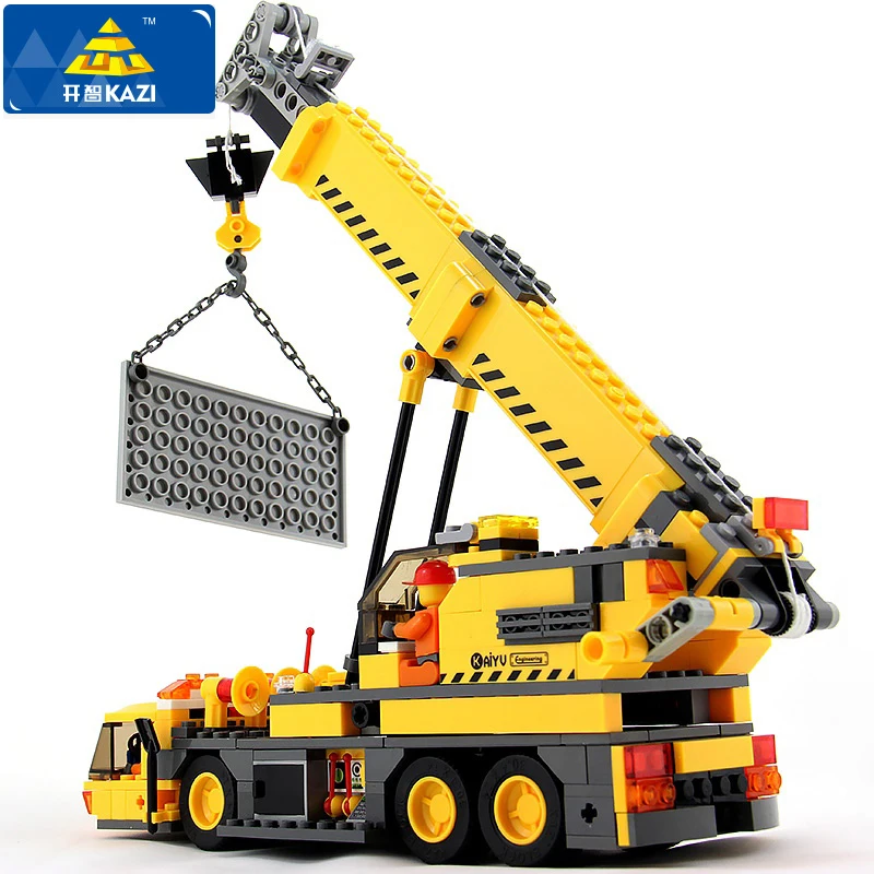 

KAZI 380Pcs City Crane Lift Model Building Blocks Sets Compatible Bricks Brinquedos Educational Toys for Children