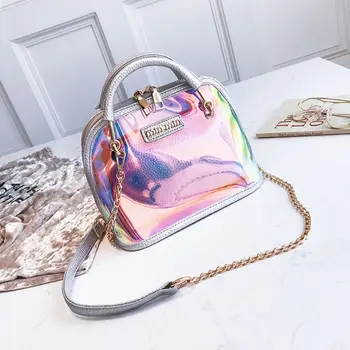 

Women Holographic Transparent Small Handbag Satchel Messenger PVC Crossbody Shoulder Bag Purse