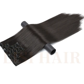 

LISI HAIR 55cm Long 16 Clip in Hair Extension Straight Hairpiece Synthetic Hair For Women 140g High Temperature Fiber