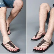 Пляжные Для мужчин новые модные с круглым носком летние смешанные Цвет без каблука повседневная обувь мужские уличные Нескользящие тапочки