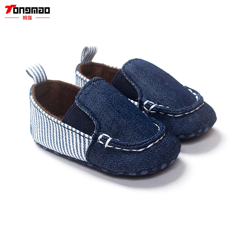 2016 Fashion Leisure Newborn Baby Boy Kids First Walkers Soft Bottom Anti-slip Shoes Infant Denim Toddler Slip-On Crib Loafer