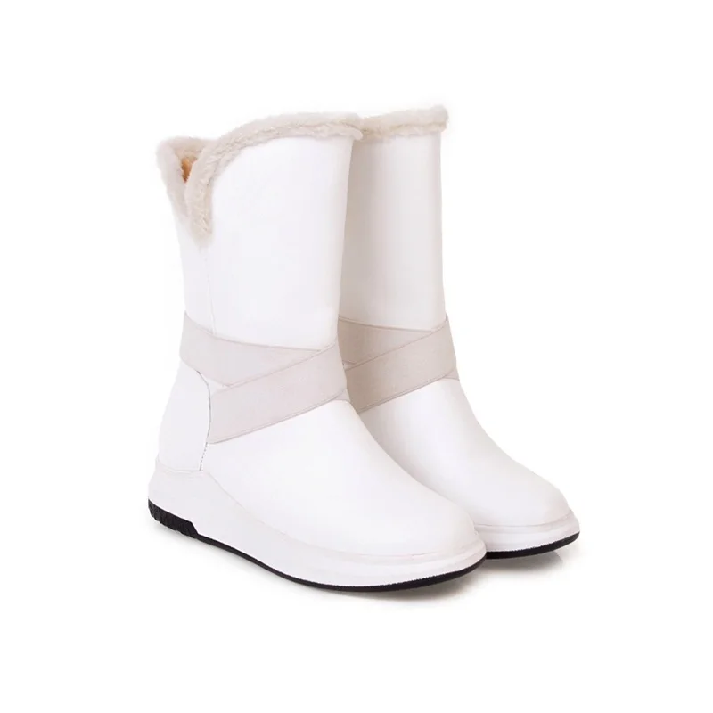Бренд vankaring/обувь; женские зимние ботинки; теплые меховые ботинки размера плюс на платформе; женские зимние ботинки; зимняя женская водонепроницаемая обувь - Цвет: white