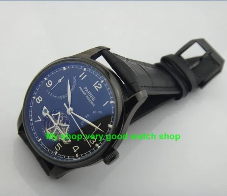 

43mm PARNIS Asian ST2505 movement flywheel automatic mechanical men's watch PVD watchcase Mechanical Wristwatches 01A