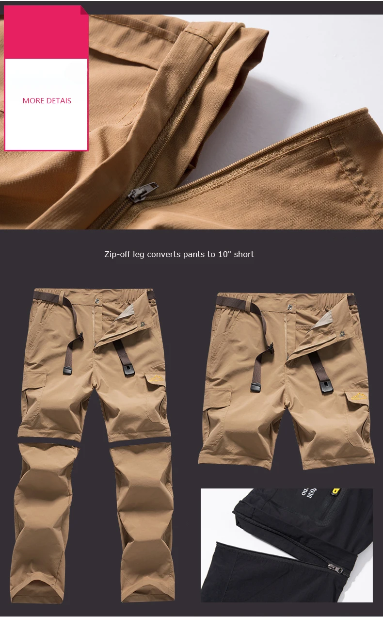 TACVASEN Zip Off Hiking Pants Convertible Shorts Mens Cargo Work