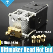 3D принтер Heaterblock Ultimaker 2+ UM2 одноголовый экструдер Олссон блок комплект насадки 0,25/0,4/0,6/0,8 мм HotEnd для 1,75/3 мм