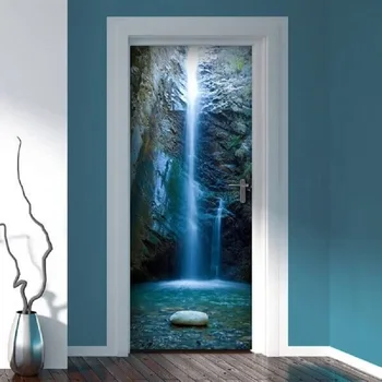 

Creative 3D Door Sticker Cave Waterfall DIY Home Decor Decals Wallpaper Waterproof Mural For Bedroom Door Renovation