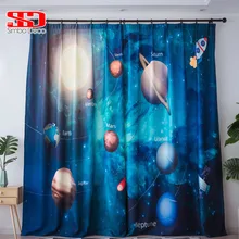 3D Printed Planet Star Blackout Curtains for Living Room Cute Drapes for Boys Room Kid Window Treatment Panel Universe Science cute modern planet star universe space wallpaper for kids room boys nursery room decor