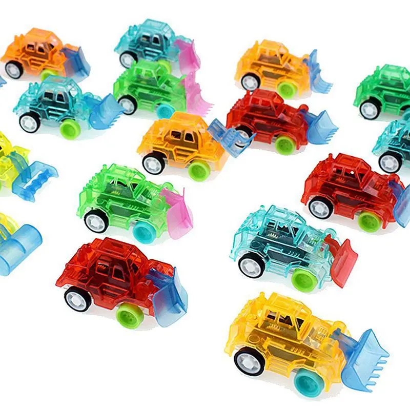 

10PC Mini Cute Plastic Transparent Car Toy Pull Back Small Engineering Car Model Kid Toys Gift Random Color Kids Christmas Gifts