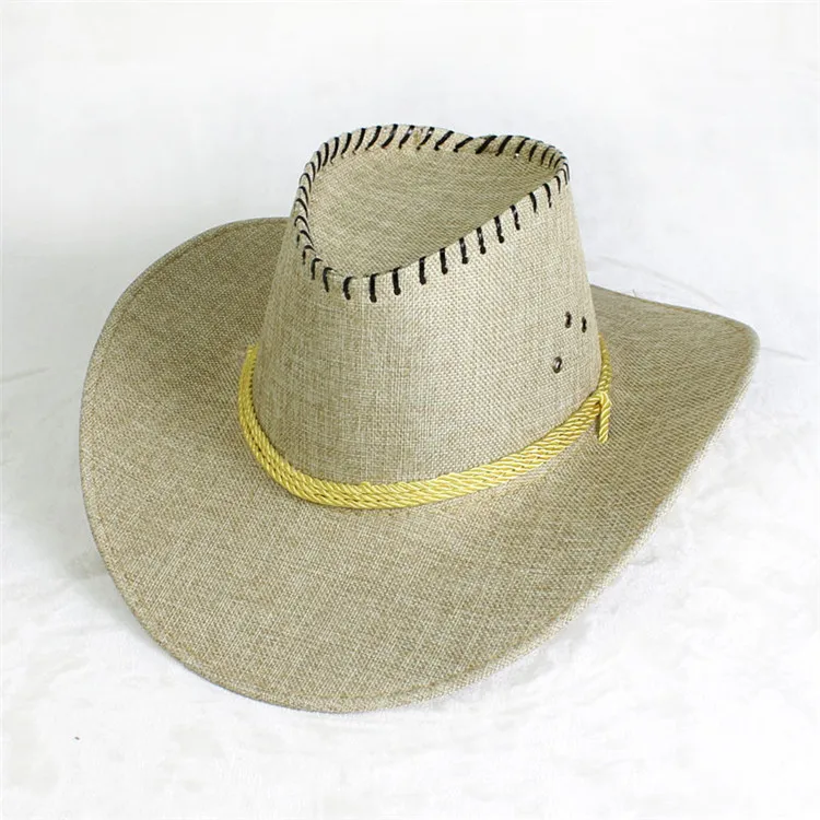 Hot Sale Western Cowboy Style Man Beach Tide Hat Sunscreen Hat Summer Outdoor Sunshade Straw Hat ACA45 (2)