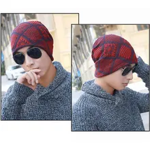 Muts Новая зимняя мужская вязаная шерстяная шапка теплая мягкая шапка Tianzi решетка вязаная плюс бархатная шапка для мужчин и женщин тюрбаны