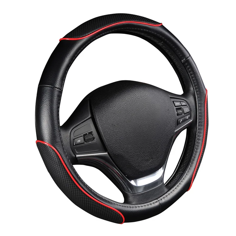 

38CM Car Steering Wheel Cover Sport Style Steering Wheel Protection Covers Anti-Slip Automobiles Accessories Universal Black/Red