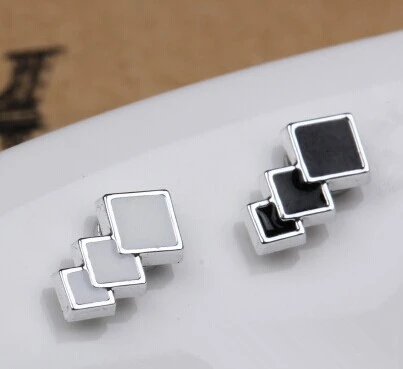 

Men earrings hip hop black aquare magnetic stud earrings clip earrings without piercing