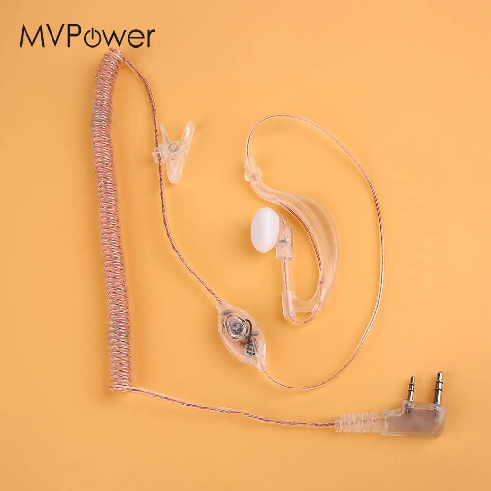 

2Pin Transparent Headset Coiled Earpiece with MIC For Baofeng UV5R 888S