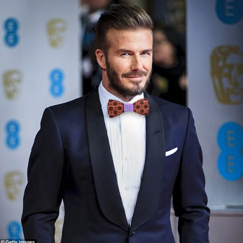 Wooden Bow Tie Set For Men With Cufflinks And Handkerchief Formal Suit Accessory