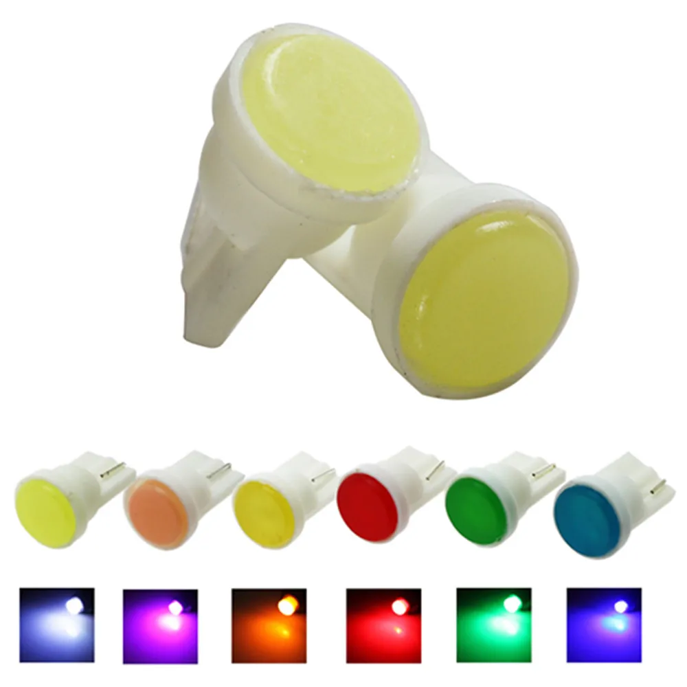 

10x COB LED Diode Ceramic Base T10 Bulbs Car Interior Lights W5W 501 194 168 Corner Side Door Light Bulb White Red Blue Yellow