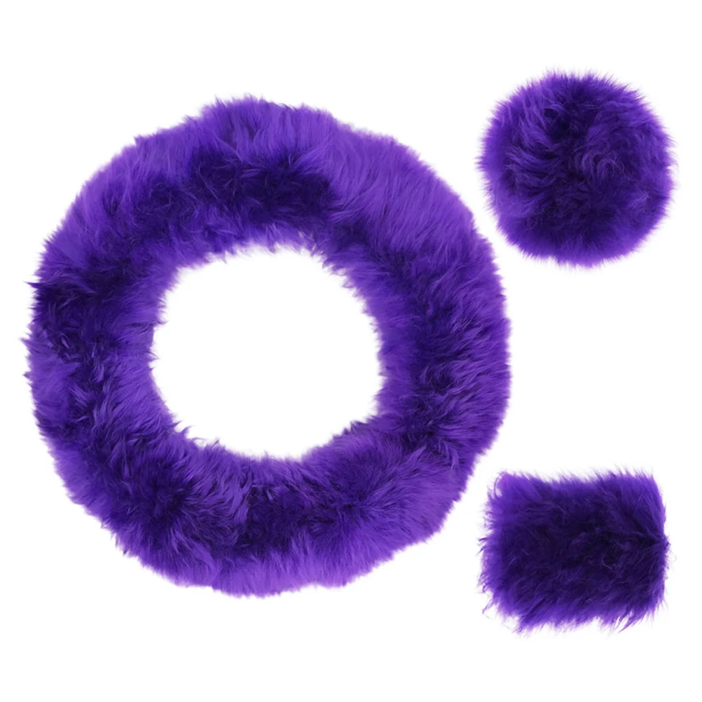 

Fashion Winter Warm Wool Steering Wheel Cover with Handbrake Cover & Gear Shift Cover for Womens