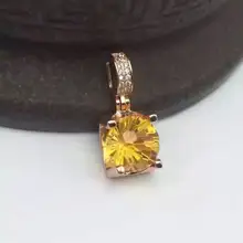 Кулон с натуральным цитрином, Серебро S925, натуральный желтый кристалл, ожерелье, трендовая Классическая квадратная подвеска Tau для женщин и девушек, ювелирные изделия для вечеринки