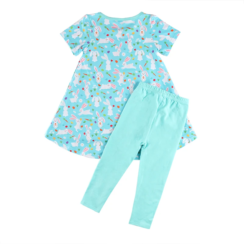 Kaiya Angel/милые детские комплекты в пасхальном стиле летняя одежда для девочек одежда с принтом кролика синего и белого цвета, один предмет