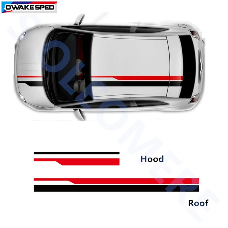 Car Hood Roof Sticker Racing Lines Vinyl Sticker For Volkswagen Ford