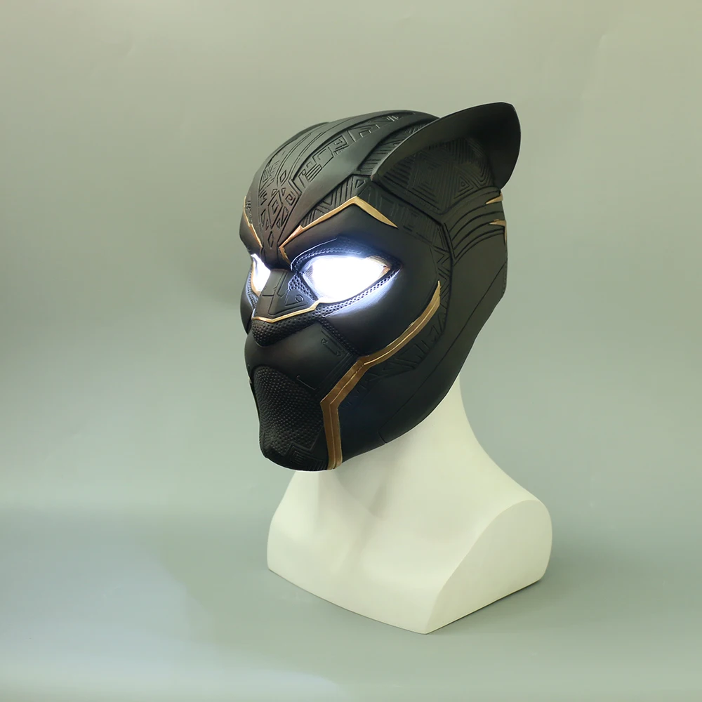 2018 New Gold Black Panther LED Helmet Avengers Superhero LED Helmet Party Props (4)