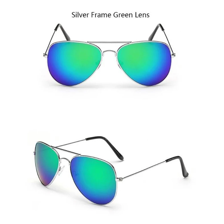 Классические авиационные солнцезащитные очки, мужские солнцезащитные очки, женские зеркальные очки для вождения, мужские и женские солнцезащитные очки, очки для пилота - Цвет линз: Silver Green