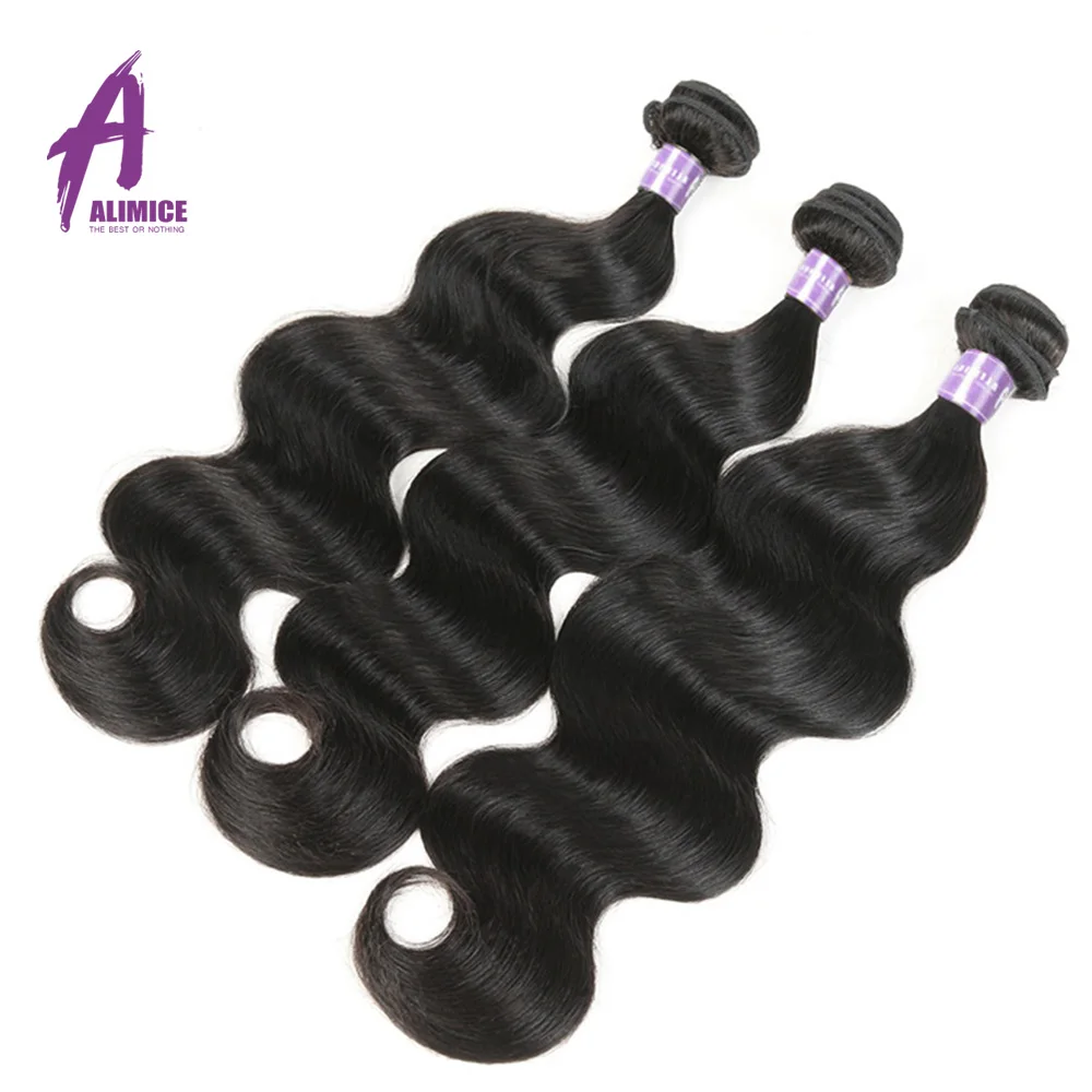  Alimice Hair Malaysian Body Wave Ombre Bundles Hair Bundles Human Hair Extensions #1b/4/27/30 Color