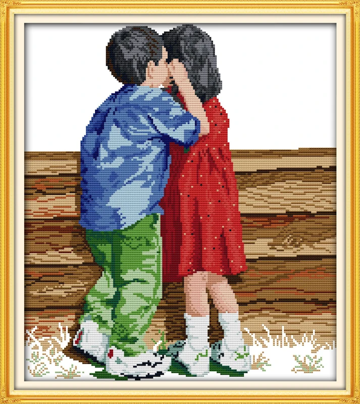 Boy and Gril Whisper Home Paintings Kits 11CT Printed 14CT Set DIY Modern Cross-stitch Counted Embroidery Needlework | Дом и сад