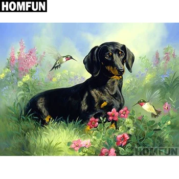 

HOMFUN Full Square/Round Drill 5D DIY Diamond Painting "Cute dog & bird" Embroidery Cross Stitch 5D Home Decor Gift A01217