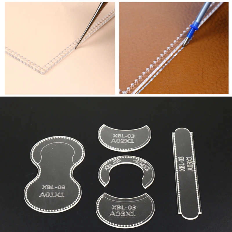 YOMDID Transparent Leather Craft Acrylic Purse Vintage Wallet Bag Pattern Stencil Template outil pour le cuir Tool DIY Set leather craft tool kit leather craft tool leather craft tools leather tools sewing stencils set