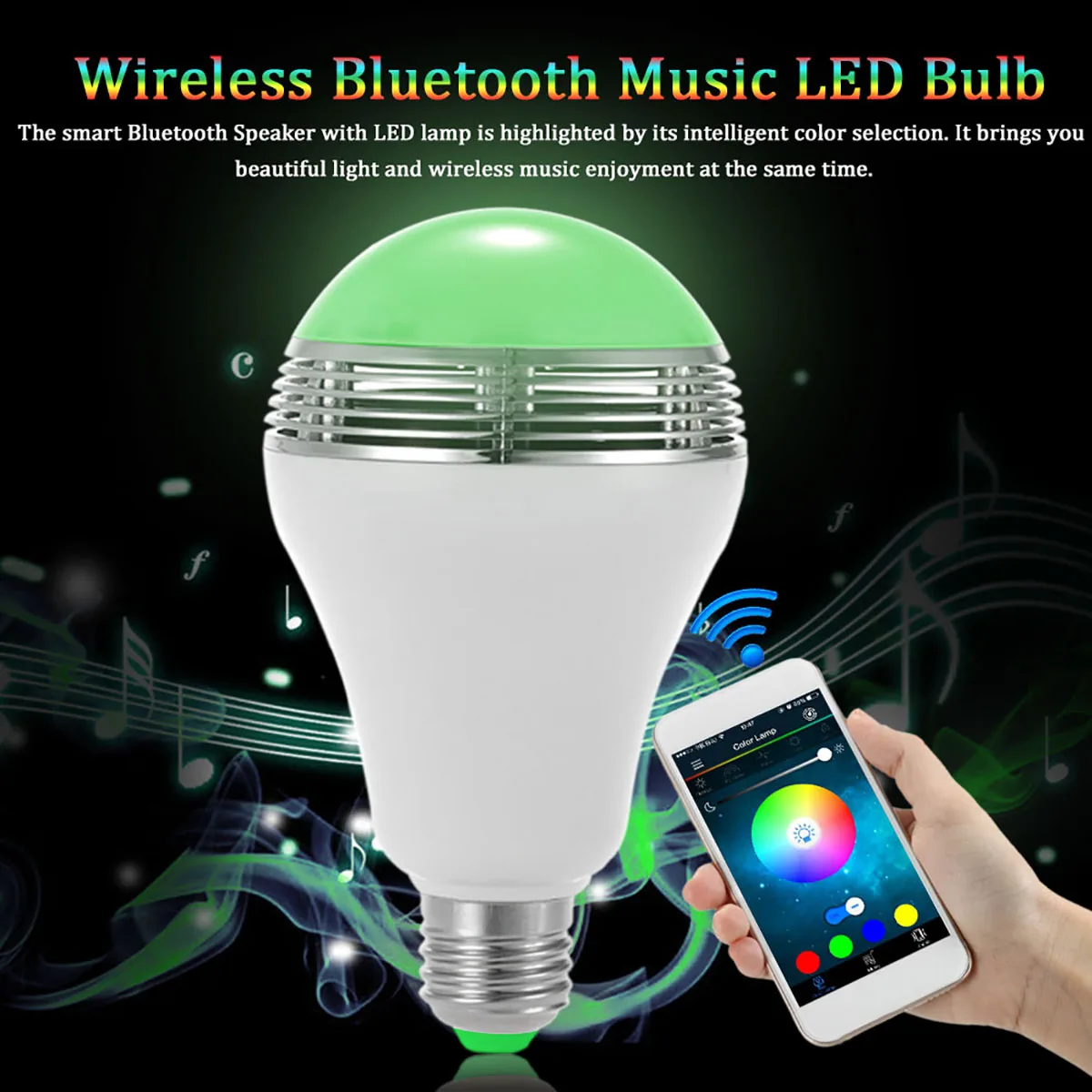 

Jiawen LED Music Bulb Lamp Color Changing App Control mp3 player wireless bluetooth speaker(AC85-265)