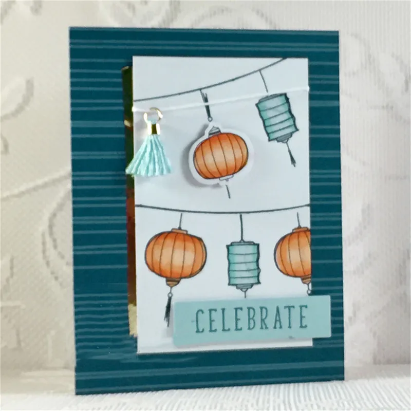 

InLoveArts 14*14cm 12Pcs Clear Stamps Dies Card Making Scrapbooking Embossing Craft Silicone Transparent Chinese Lantern Stamps