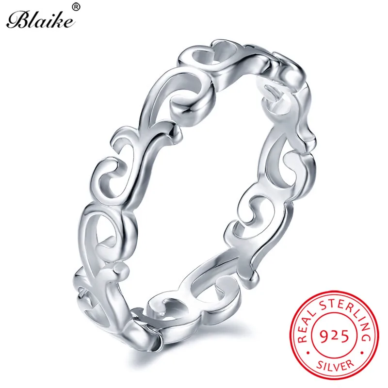 

Blaike Real 925 Sterling Silver Plant Wave Rings For Women Boho Engagement Ring Female Tree Leaf Charm Ring Simple Fine Jewelry