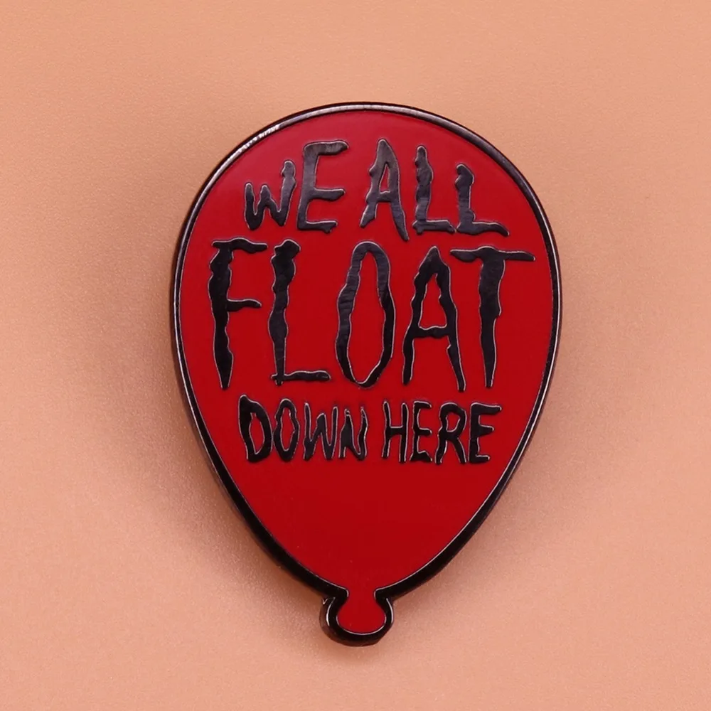 

Red balloon brooch we all float down here enamel pin Pennywise the clown badge horror gifts inspired by Stephen King's It