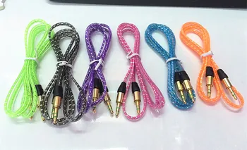 

New Arrival Flat Noodle 3.5mm AUX audio cables male to male Stereo Car Extension audio Cable for MP3 for phone colorful 100pcs