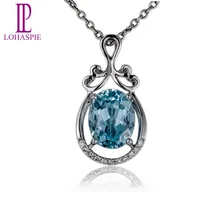 Lohaspie драгоценный камень, драгоценный камень, твердый 18K 750, белое золото, натуральная 1.93ct подвеска(кулон) цвета морской волны мелкозернистый камень, ювелирные изделия для подарка