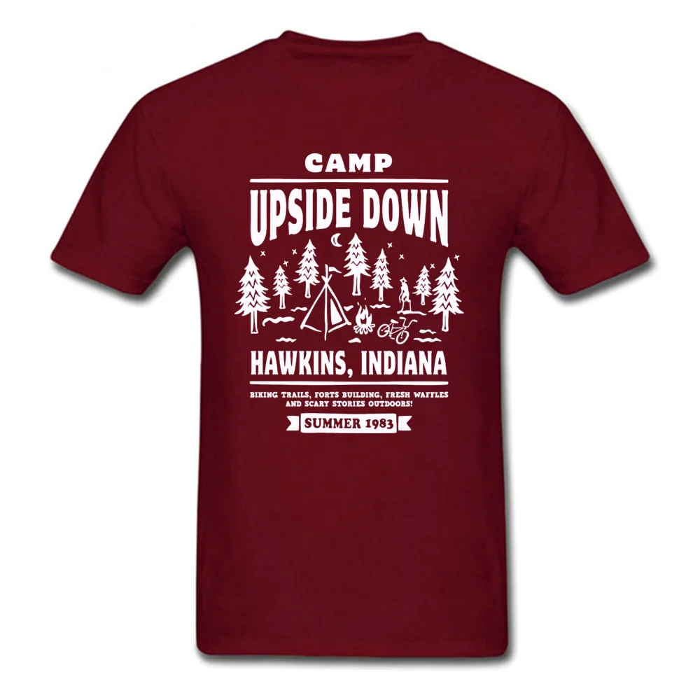 T Shirt 02Camp-Upside-Down0625 April FOOL DAY Cute Europe Short Sleeve Cotton Fabric Crew Neck Men T-shirts Europe Tee Shirt 02Camp-Upside-Down0625 maroon