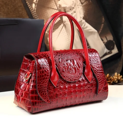 ICEV известный дизайнер сумки Высокое качество спилок кожа Мода Аллигатор сумки для женщин Топ Ручка клатч boston tote - Цвет: Burgundy