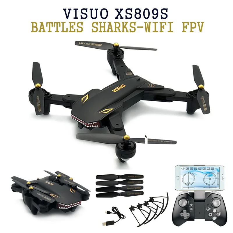 

VISUO XS809S BATTLES SHARKS WIFI FPV Wide Angle Camera 20Mins Flight Time Foldable RC Quadcopter VS Eachine E58 Visuo XS809HW