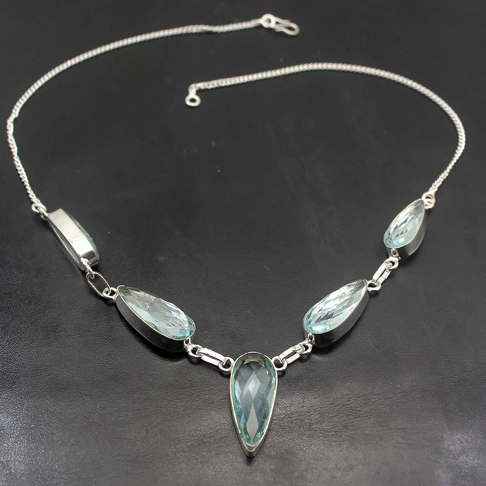 Лучшее Качество Мода Aqua Topaz925 серебро кулон ожерелье для женщин Шарм ювелирные