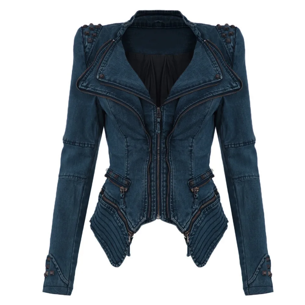 2016 Spring2FAutumn S XL Star Jeans Women Punk Spike Studded Shrug